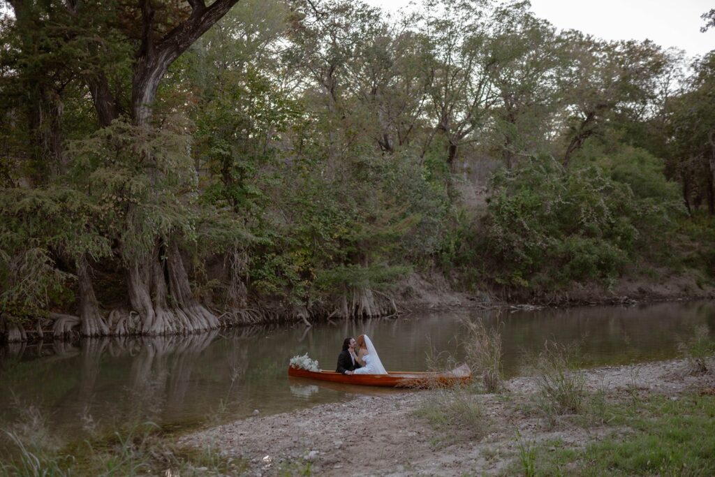 landscape portrait of texas hill country elopement couple.